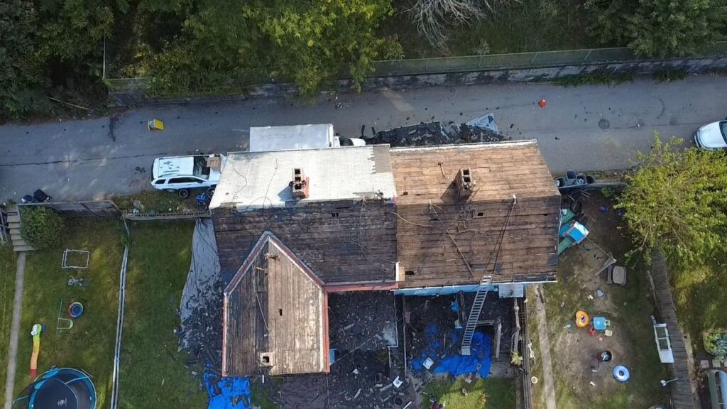 Tear off underway on a Glassport roof replacement