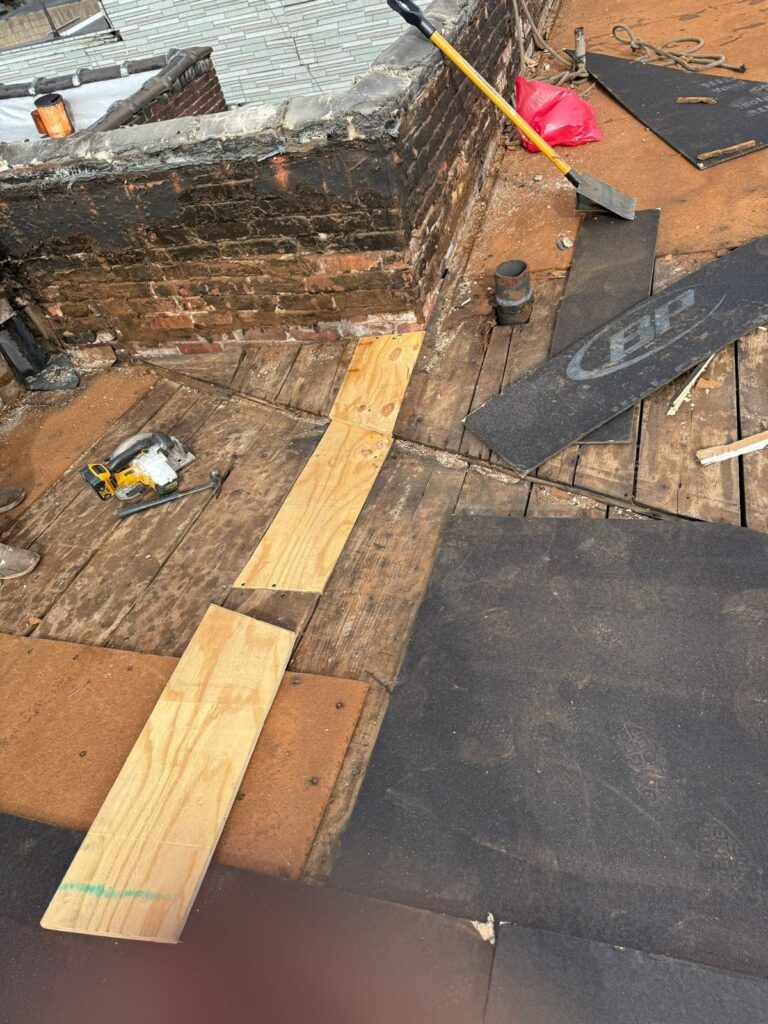 New decking going down on an Allentown flat roof