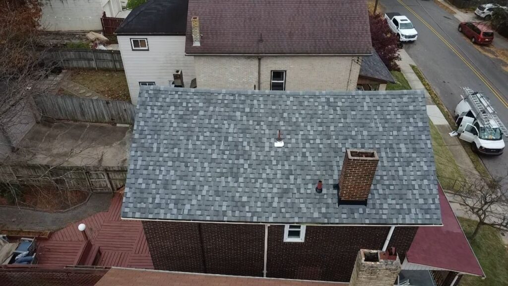 Finished roof replacement on a Squirrel Hill street