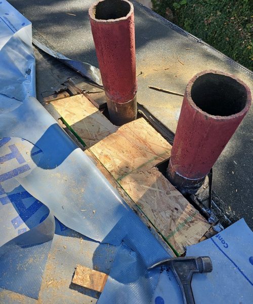 Roof repair detail during a Pittsburgh roof replacement