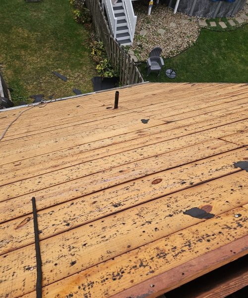 Roof deck exposed during a Pittsburgh tear off