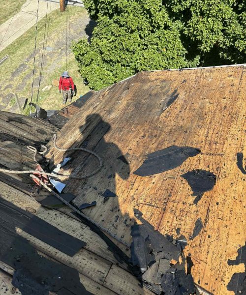 Damaged roof deck found during a South Hills tear off