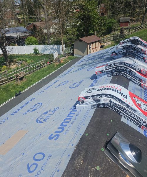 Synthetic underlayment around a roof vent in the South Hills
