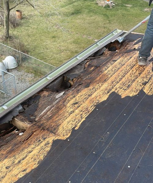 Rotted decking at the eave found during a Whitehall tear off